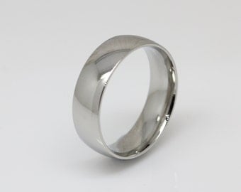 6mm wide Surgical Steel Comfort Fit / Court Shape Plain band Wedding Ring