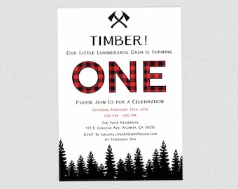 Lumberjack Birthday Invitation, Lumberjack First Birthday Party, Buffalo Plaid, Buffalo Check, Wilderness, Lumber Jack Invite, Winter Boy