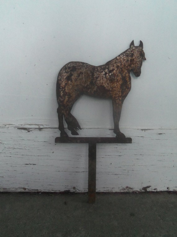 Rusty Metal Horse Boot Scraper Garden Stake Rustic Garden