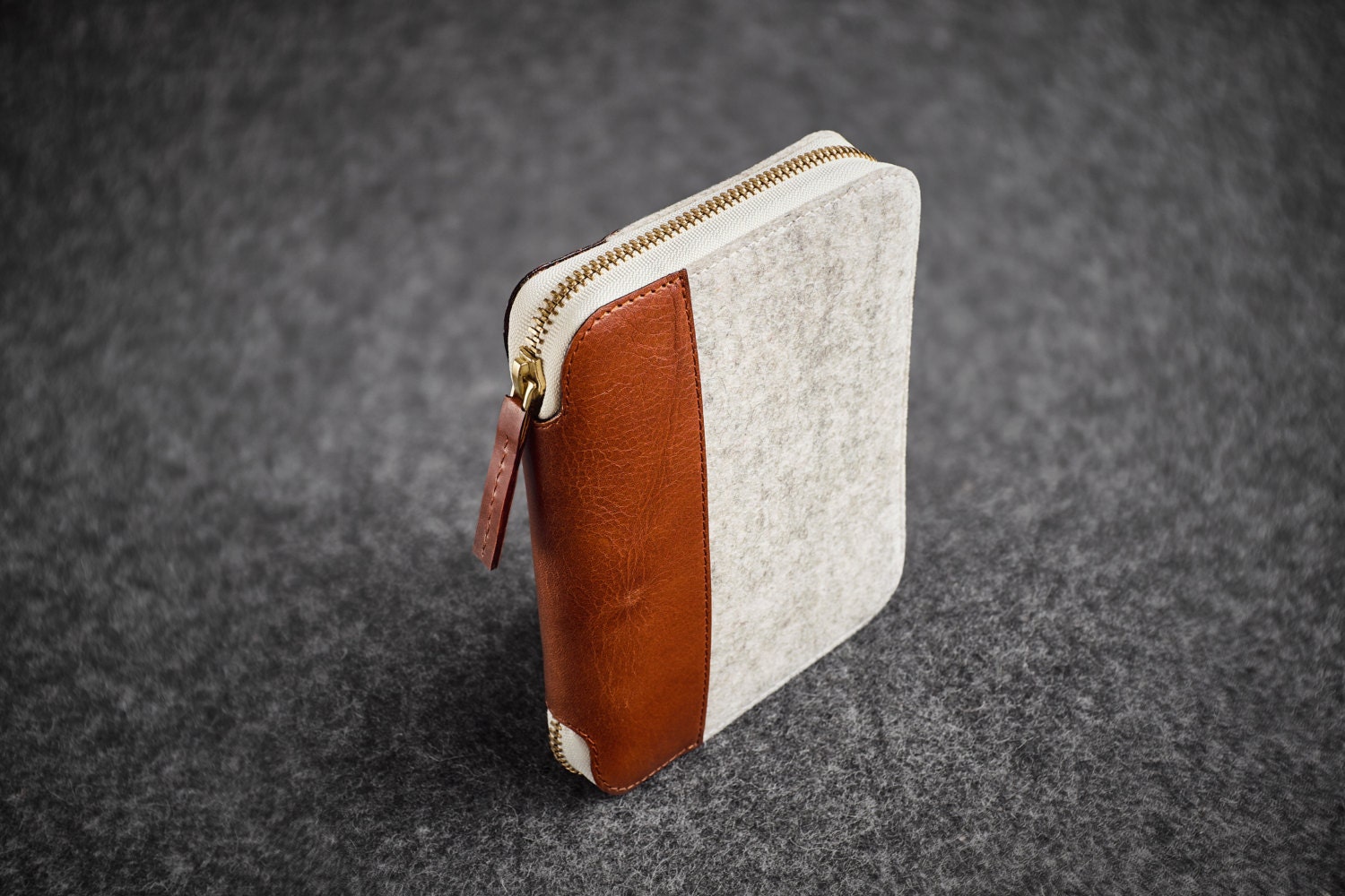 Leather Felt Folio Notebook Travel Case Handmade