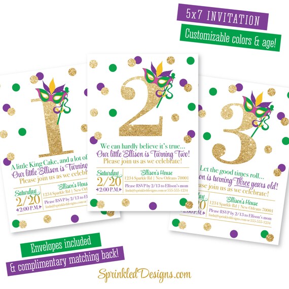 Mardi Gras Birthday Invitations 8