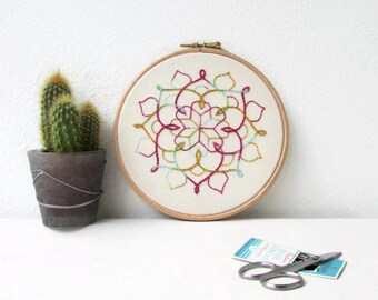 Mandala wall art, hand embroidery, mandala wall hanging, modern embroidery, textile art gift, New home gift, handmade in the UK