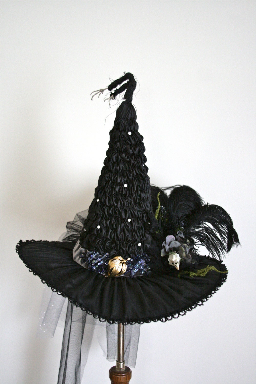 Elegant Black Silk Victorian Witch Hat by Studio by StudioSisu