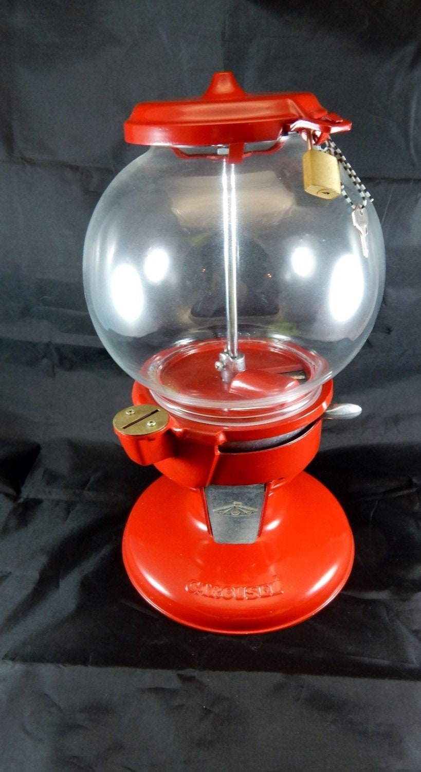 Vintage Red Carousel Gumball Machine 1900's REPLICA Coin