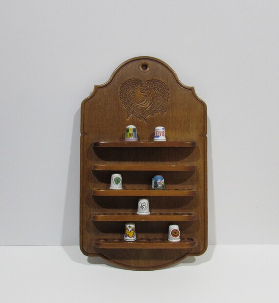 Thimble Collection Display Shelf Holds 35 Thimbles on 5