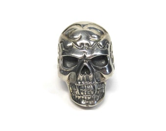 Mens Vintage Sterling Vampire Skull Ring Size 11