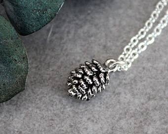Silver Pinecone Necklace, Pinecone Necklace, Pinecone Pendant Necklace, Autumn Necklace, Dainty Pinecone Necklace, Small Pinecone Necklace