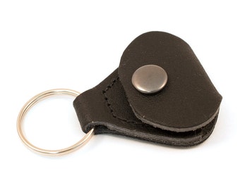 Leather Guitar Pick Holder Key Chain
