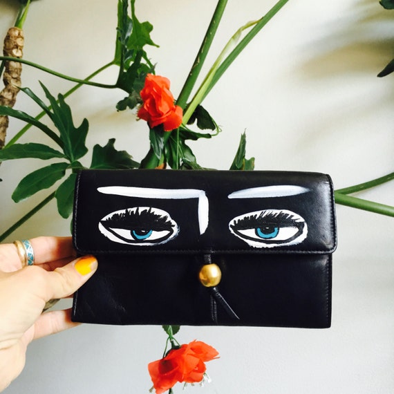 Items similar to All Eyes Painted Vintage Wallet : theTaintedBrush on Etsy