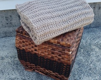 Hand Knit Throw/ Blanket/ Afghan, Taupe