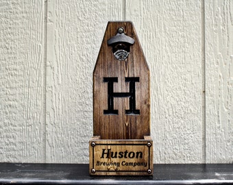 Personalized Beer Bottle Opener, Cap Catcher, Man Cave, Groomsmen Gift, Wedding Gift, Bottle Cap Catcher
