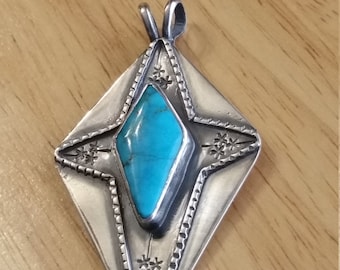 Royston Royal Blue Turquoise Morning Star Pendant in Sterling Silver
