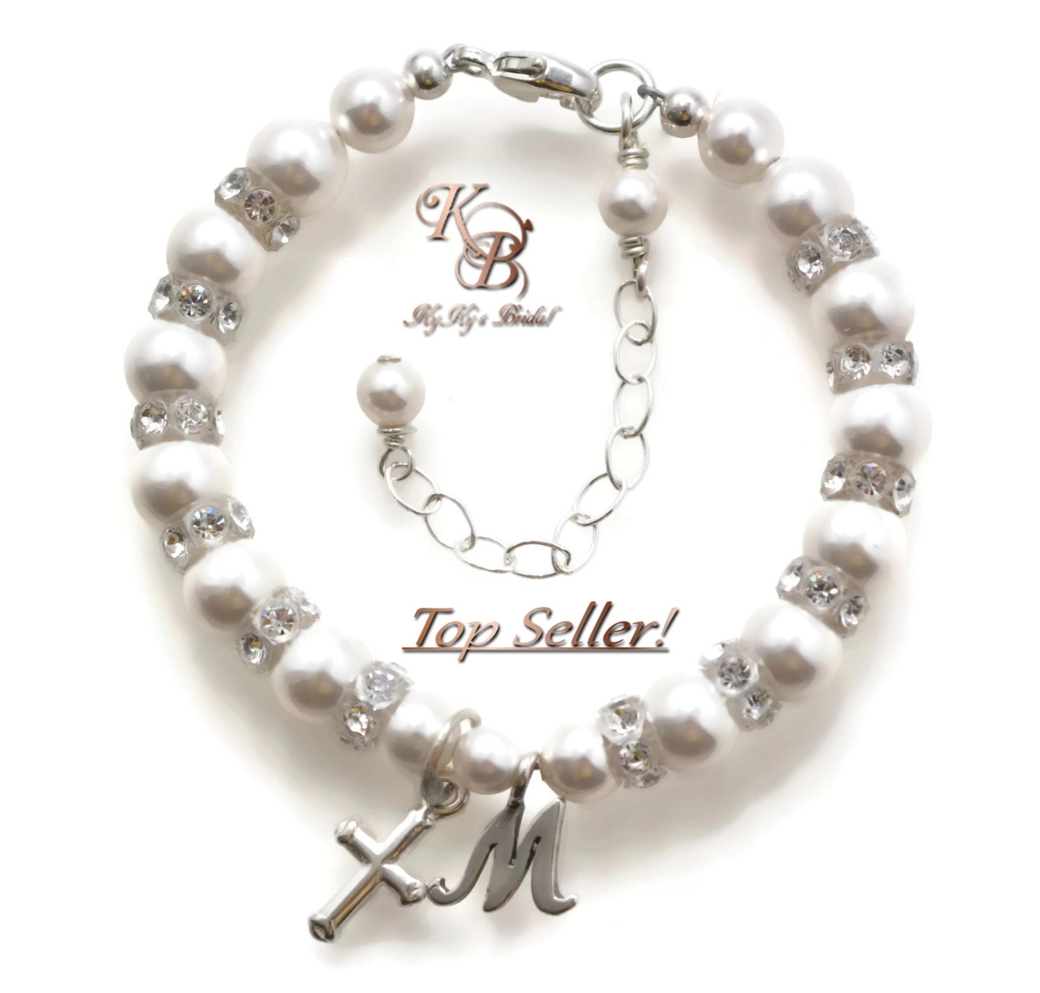 Personalized Baptism Bracelet Baby Bracelet by KyKysBridalBoutique