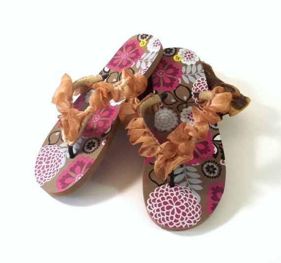 Boho Flip Flop Sandals Decorative Summer Shoes by SewDarnComfy