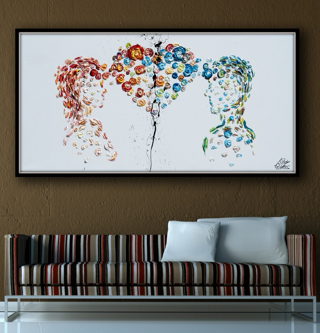 Oil painting 60 romantic painting gift idea Original