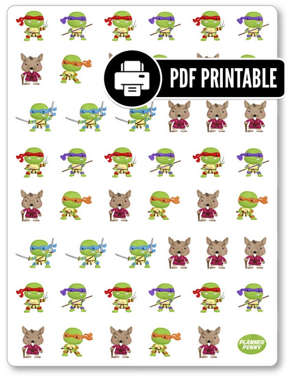 ninja turtles pdf printable planner stickers for by plannerpenny