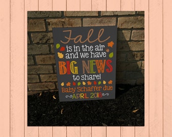 Fall Pregnancy Announcement Chalkboard Poster Printable | Fall is in the Air | Pregnancy Reveal | Expecting | Pumpkin | *DIGITAL FILE*