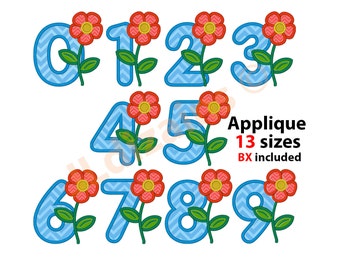 Applique Numbers. Flower number embroidery design. Numbers embroidery. Number applique. Birthday number applique. Machine embroidery design