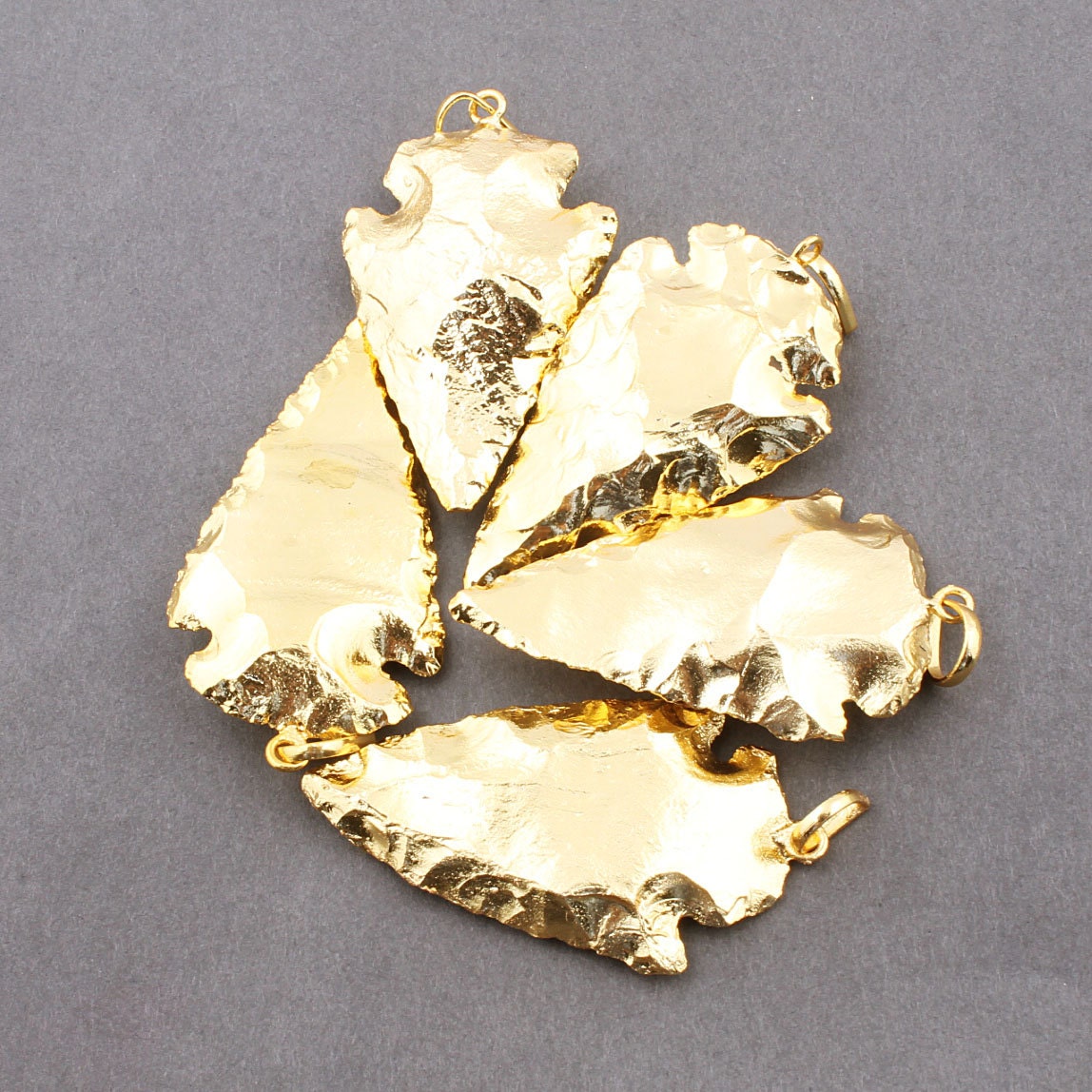 5 PCS Golden Jasper Arrowhead 24k Gold Plated by Tucsonbeads