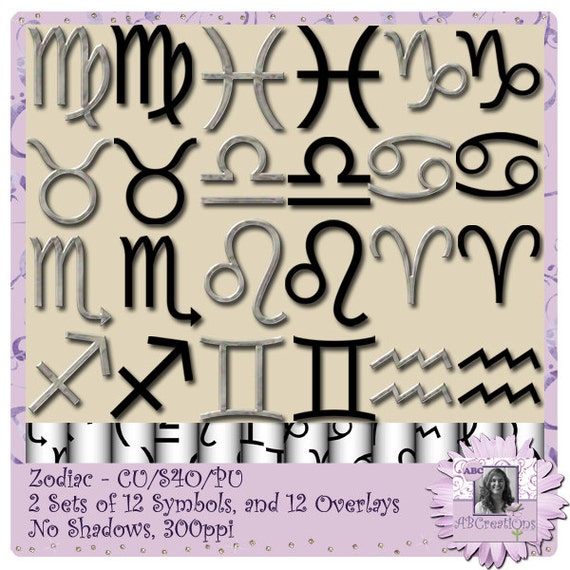 Zodiac Signs and Overlays, Halloween, Wicca, Wiccan, Solstice, Star Signs, Witch, Pagan, Digital Scrapbooking, Scrapbooking