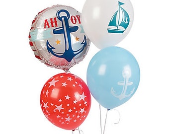 4 Pcs / Ahoy Nautical Balloons / nautical party theme / Party balloons
