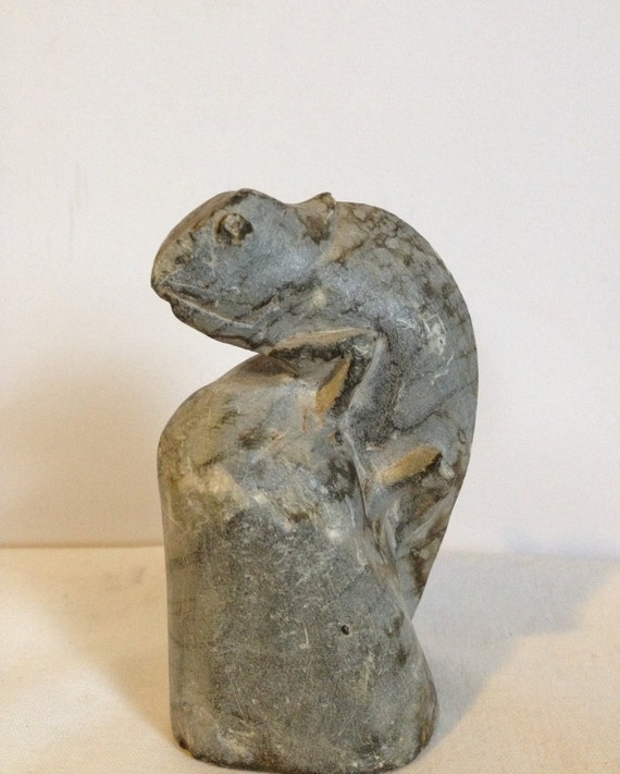 Vintage Carved Soapstone Lizard Zimbabwe