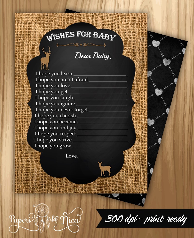 Deer Gender Reveal Baby Wishes Card Rustic Baby Gender Reveal