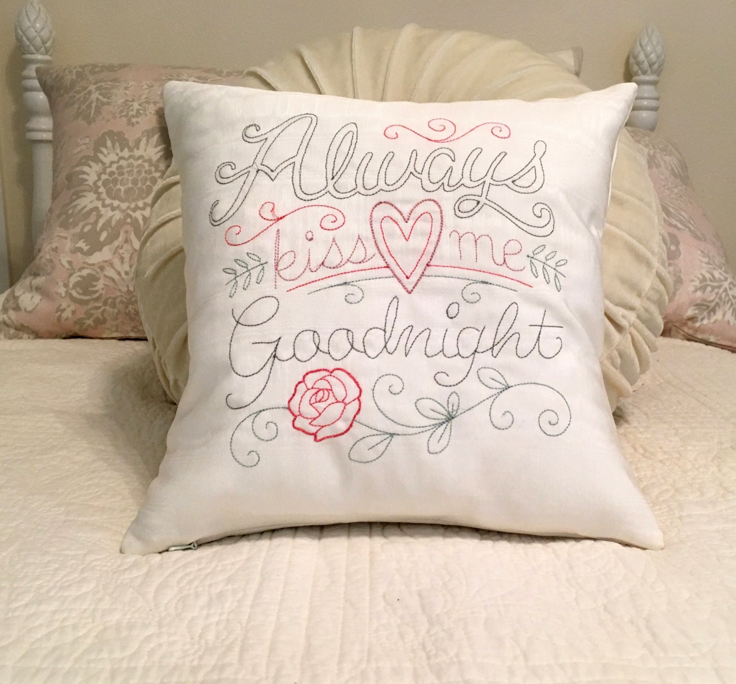Pillow Throw Pillow Embroidered Pillow Sayings Pillow