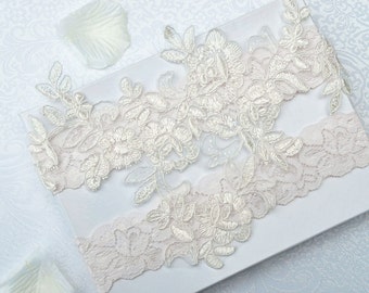 Wedding Garter Set- Bridal Garter Set - Keepsake Garter- Ivory Lace Garter- Garter- Wedding Garter- Bridal Garter Set- Wedding Garter Belt
