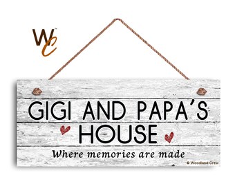 ON SALE GIGI and Papa'S House Sign, Where Memories Are Made, Distressed Style, Gift For Grandparents, Indoor Outdoor 6" x 14" Sign, Made To