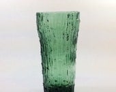 Tahiti Bamboo Glass Large Green Vase Dripping Glass Anchor Hocking Glass Tiki Centerpiece