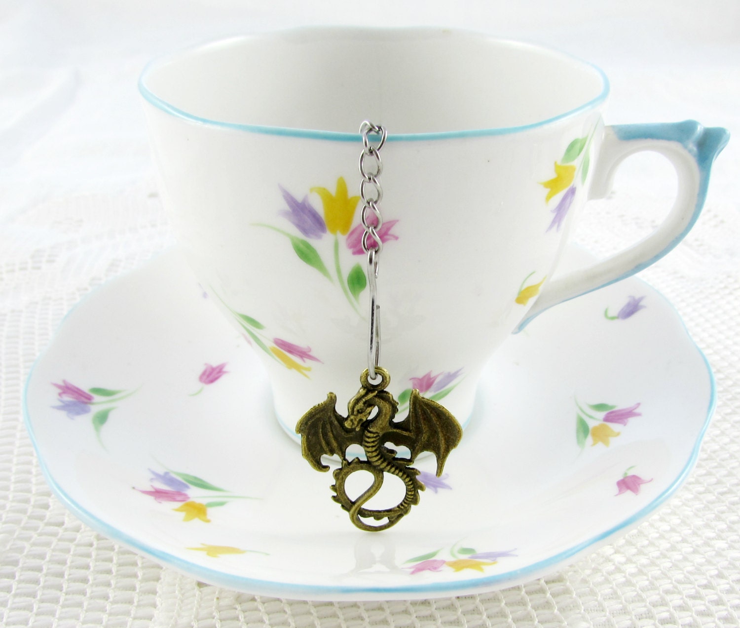 Tea Ball Infuser with Dragon Charm for Loose Leaf Tea Gift