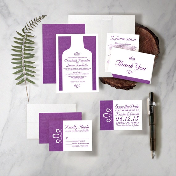 Items similar to Vintage Wine Bottles Wedding Invitation Set/Suite