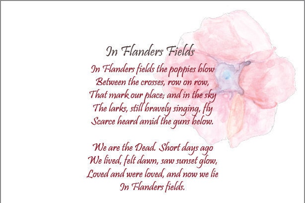 In Flanders Fields Printable 8.5 x 11 Remembrance Day
