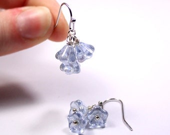 gift for her blue earrings flower jewelry gift for girlfriend drop earrings sky jewelry daughter gift best mom gift moonstone earrings пя76