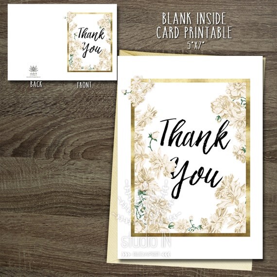 Printable Thank You Card Floral Thank You Card DIY Flower