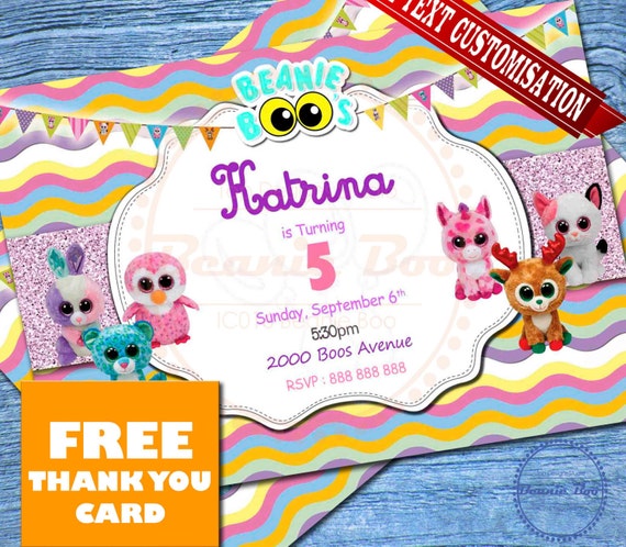 Beanie Boo Birthday Invitation BEANIE BOO by Topdesignsstudio