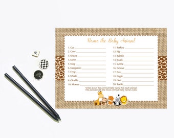 Safari Baby Animal Name Game, Baby Shower Game, Jungle Who's My Mommy Game, Baby Animals Instant Download PDF Printable216