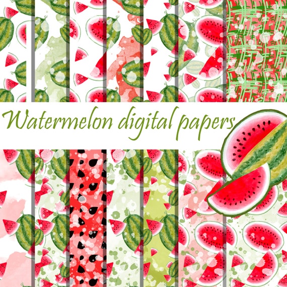Download Watermelon digital paper Melon patterns Watermelon background
