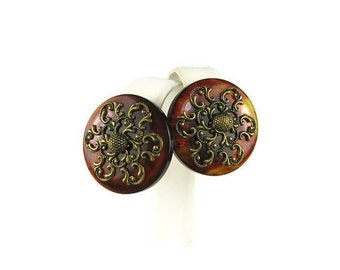 Brown Swirl Bakelite Earrings