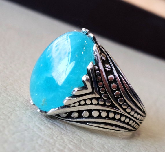 smithsonite natural sky blue stone ring sterling silver 925