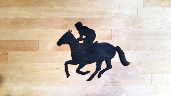 Race Horse and Jockey wood cut out by docjlasercreations on Etsy