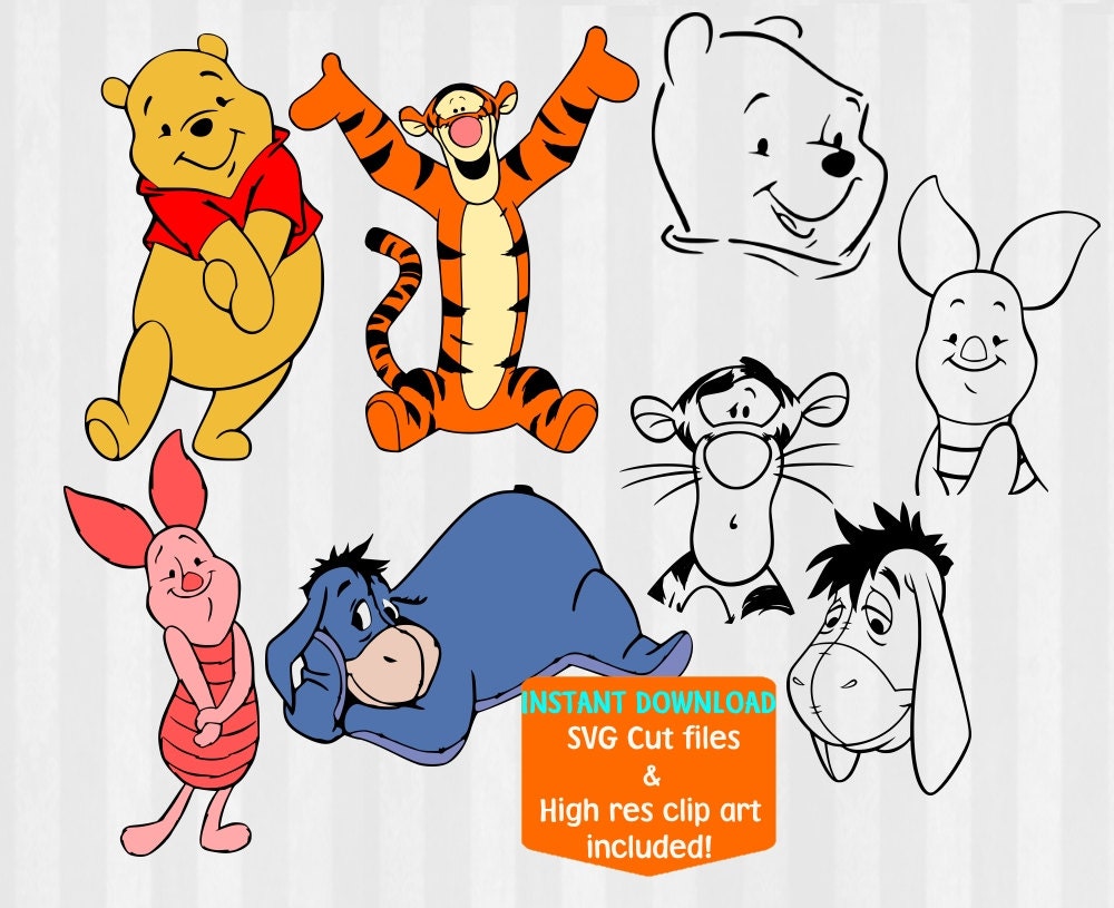 Pooh and friends SVG Pooh Clip Art pooh svg files by 5StarClipart