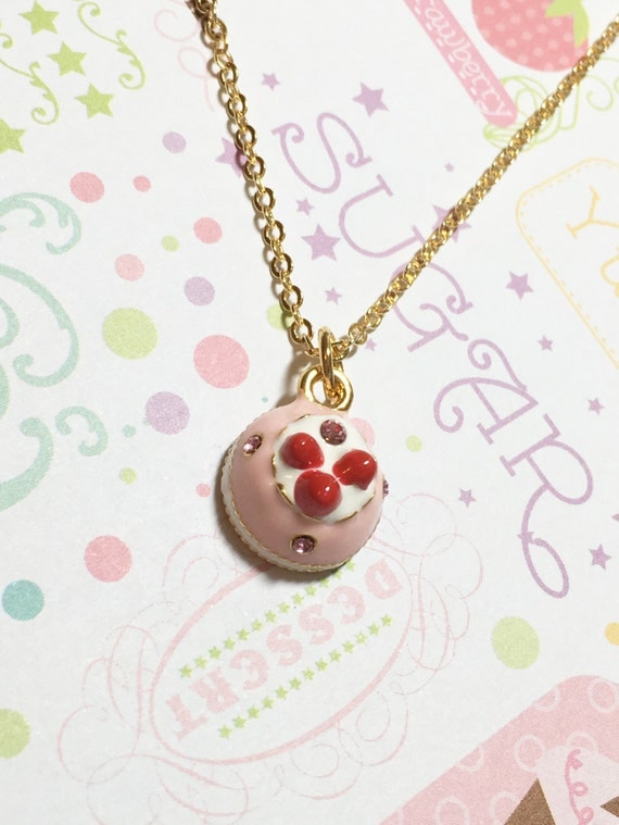Glamorous Strawberry Shortcake Golden Necklace Dessert