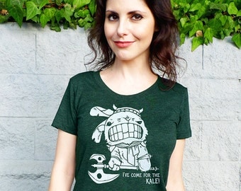 Kale Shirt, Vegan Shirt, Kale Bunny Barbarian Women's Tshirt, Funny Graphic Tee, T Shirt Workout, Garden Food Print - The Bunbarian (Mature)