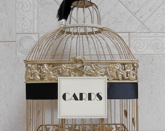 Large Art Deco / Great Gatsby Themed Wedding Birdcage / Wedding Card Holder / Wedding Card Box / Wedding Wishes / 1920's Vintage Theme