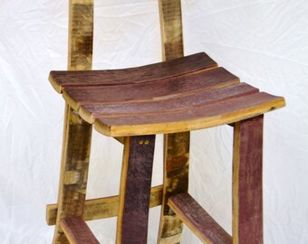 Wine Barrel Bar Stool w/ back