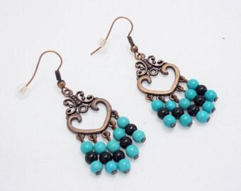 Valentine Day gifts fashion earrings love jewelry turquoise earrings heart earrings tribal earrings new fashion accessories dangle earrings
