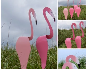 SET of 2 PINK Flamingo Swirling Birds. A special offer! Whimsical garden art. They swirl and bob up and down with the slightest breeze.