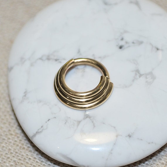 Septum Ring - Gold Septum Jewelry - Nose Ring - Tragus Earring - Cartilage Hoop - Helix Piersing - Nipple Ring - Rook Earring 16 gauge